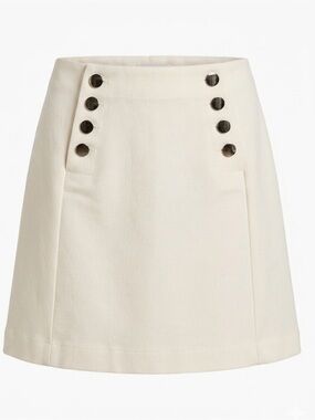 H&M Cream A-Line Skirt with Button Detail
